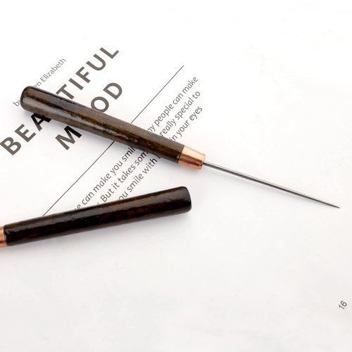 Awl Tool, 2 PCS Wooden Handle Scratch Awl for Leather Hole Punch Awl Maker Tool,Sewing Awl Leather Craft Repair Tools