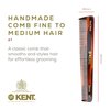 Kent 4T 6 Inch Double Tooth Hair Dressing Comb, Fine and Wide Tooth Dresser Comb For Hair, Beard and Mustache, Coarse and Fine Hair Styling Grooming Comb for Men, Women and Kids. Made in England