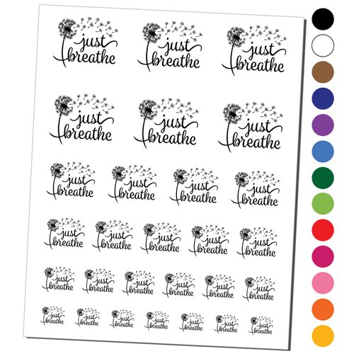Inspirational Dandelion Just Breathe Temporary Tattoo Water Resistant Fake Body Art Set Collection - Black (One Sheet)