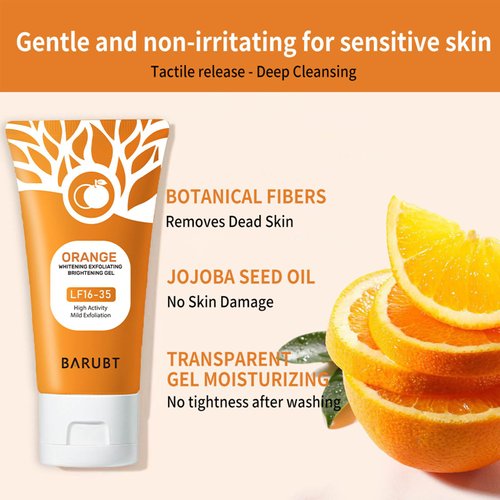Orange Exfoliating Gel, Moisturizer Face Body Scrub Gel,Deep Cleansing Moisturizing Facial Exfoliator,Natural Orange Peeling Gel Face Scrub (2PCS)