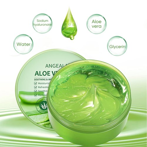 Organic Aloe Vera Gel for Face & Body Made within 12 Hours of Harvest, 98% Pure Aloe Vera Gel for Skin,Scalp,& Hair, Soothing Aloe Face Moisturizer,Multipurpose Skin Care（10oz）