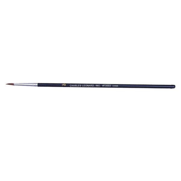 Charles Leonard Water Color Paint Brushes with Round Pointed Tip, # 3, 0.50 Inch, Camel Hair, Black Handle, 12-Pack (73503), Black Wood