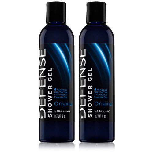 Defense Soap Body Wash Shower Gel 8 Oz (Pack of 2) - 100% Natural Tea Tree Oil and Eucalyptus Oil