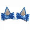 IKUHRMO Blue Ears Hair Clips, 1 Pair Glitter Hair Barrettes for Toddler Girls Birthday Decorations Halloween Costume Cosplay Accessories Party Supplies (Blue)