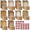 Mini Vintage Stationery Set Stationery Paper for Writing Letters Double Sided Printing (50 Stationery Papers + 50 Matching Envelopes) 60 Vintage Round Dot Stickers, 5.5 x 8.25 Inch, 10 Designs