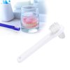 Healifty Denture Brush False Teeth Cleaning Tool Double Sided Toothbrush Denture Cleaning Brush 2pcs (White+Blue)