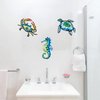 BVLFOOK Metal Sea Turtle Seahorse Crab Beach Themed Bathroom Wall Art Decor, Ocean Themed Wall Decorations for Home Bathroom,10 Inch, Set of 3