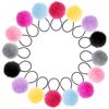 16PCS Elastic Hair Ties with Fluffy Pom Poms, 2 Inches Small Ponytail Holders for Toddler Girls and Pigtails, Baby Hair Accessories (8 Colors)