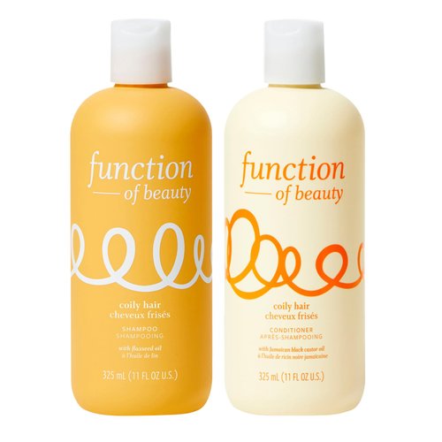 Function of Beauty Customizable Shampoo & Conditioner for Coily Hair, 11 oz Each - Sulfate-Free, Flaxseed Oil Nourishes & Hydrates Coils & Curls, & Jamaican Black Castor Oil Moisturizes & Revives