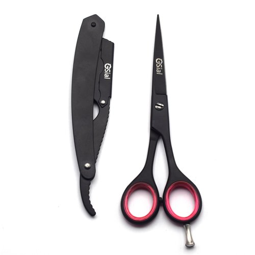 Hair Cutting Scissor and Razor Barber Shears Beauty Scissor Stainless Steel Razor Grooming Kit