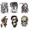 Temporary Tattoos Skull and Rose Big Fake Body Arm Chest Shoulder Tattoos for Men Women Boy Girls