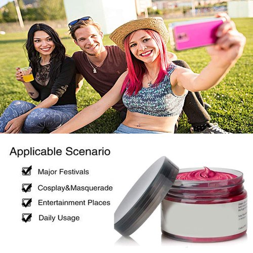 4 Colors Hair Color Wax - 4 in 1 Sliver Blue Purple Pink Red, Temporary Hair Color for Party, Cosplay, Date, Halloween
