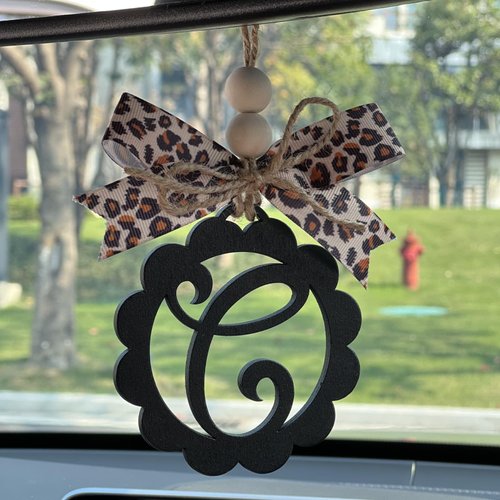 NMOHYDEU Handmade Car Accessories for Women, Leopard Car Rear View Mirror Decor Hanging Accessories with Bow, Car Charm Interior Decor Gift Christmas Ornament