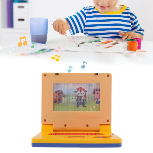 LBEC Kids Learning Laptop, Play Laptop Computer Electronic Educational Learning Computer Simulation Music Preschool Learning Toys with Retractable Mouse for Early Learning, Yellow (LBEC34ump51qf0-11)