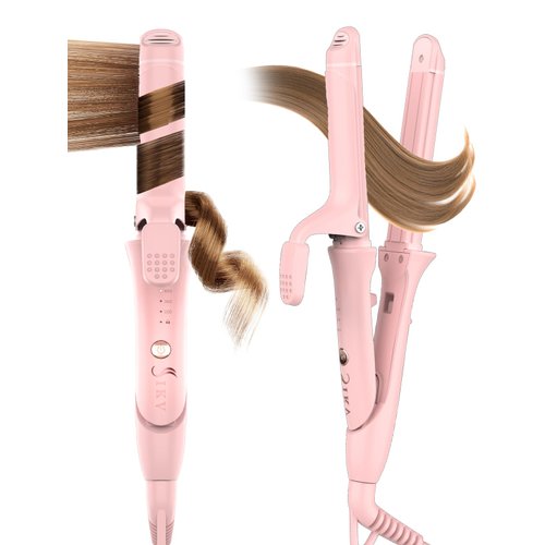 Travel Curling Iron,120V Voltage Curling Iron 1 inch,2 in 1 Hair Straightener and Curler for Short/Shoulder Length Hair