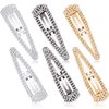 6 Pieces Rhinestone Hair Clips 3 Inch Snap Hair Barrettes Bridal Hair Barrettes Pins for Women Girls Wedding Hairpins Hair Accessories (Black, Silver, Gold)