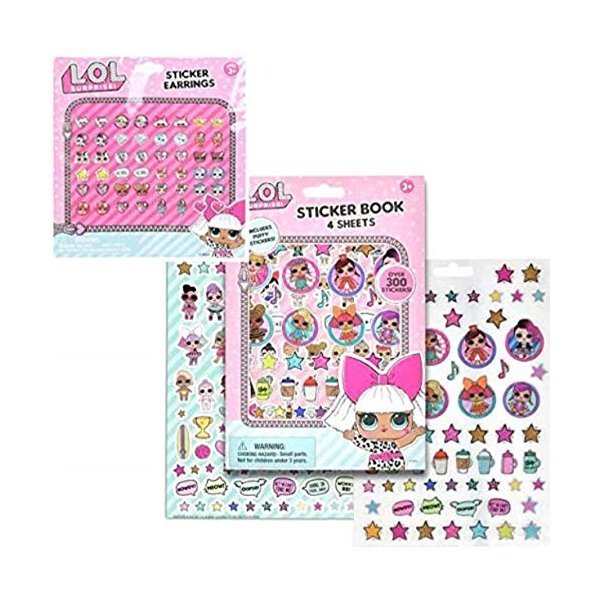 Pink LOL Dolls Sticker Set: Earring Stickers (24 Pairs) & Stickers Book (4 Sheets, Includes Puffy Stickers)