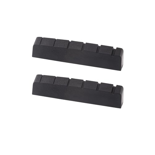 Metallor 6 String Graphite Guitar Nut Pre-Slotted Top Nut Compatible with Les Paul LP SG Style Electric Guitar or Acoustic Guitar Black 43 x 9 x 6mm Set of 2pcs.