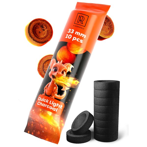 10 pcs Charcoal Tablets for Incense - Hookah Charcoal Hookah Coals for Hooka - Quick Light Charcoal Tablets - 33 mm Premium Quality Incense Charcoals Discs - 10 Charcoal for Incenses Burning