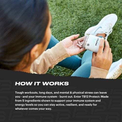 TB12 Protect - Premium 5 in 1 Immune Support Supplement with Zinc, Vitamin C, Beta Glucan, Larch Tree Extract, and Elderberry to Provide Daily Support to Immune System and Boost Energy Levels