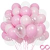Pink Balloons, 60 pcs 12 inch Matte Pink Pastel Pink Transparent Birthday Balloons, Pastel Pink Party Balloons, Maca Pink Latex Balloons Party Decorations for Wedding Birthday Baby Shower Party