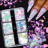 Holographic Iridescent Glitter Nail Art Sequins, 3D Irregular Ultra Thin Nail Art Sparkly Flake Designs, Shiny Mermaid Nail Glitter Confetti Acrylic Supplies for Women Girls Manicure Tips Decorations
