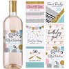 Printed Party 50th Birthday Wine Bottle Labels, Pink and Gold, Set of 6