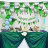20M/65FT Green Silver Triangle Pennant Banner Flag Metallic Fabric Bunting Garland for Christmas Graduation Wedding Engagement Anniversary Bachelorette Birthday Bridal Shower Hen Party Supplies