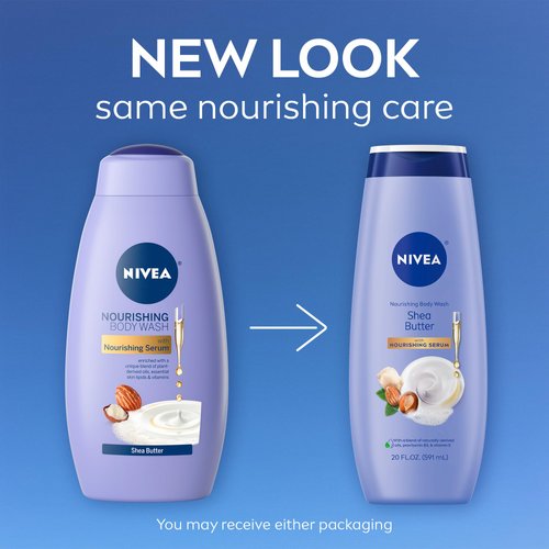 NIVEA Shea Butter Nourishing Body Wash, Moisturizing Body Wash for Dry Skin, 20 Fl Oz Bottle