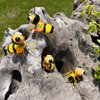 Cruis Cuka Metal Yard Art Cute Bee Garden Decor for Outside Pot Hugger Lawn Ornaments Patio Decor-Set of 4
