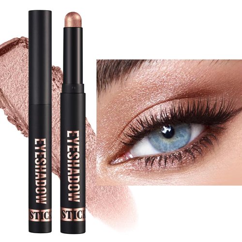 Mefyhtune Champagne Eyeshadow Stick, Cream Smooth Shimmer Single Eyeshadow Pencil, High Pigmented Eye Shadow Brightener Stick, Hypoallergenic Waterproof Long Lasting Eye Highlighter Stick(10#)