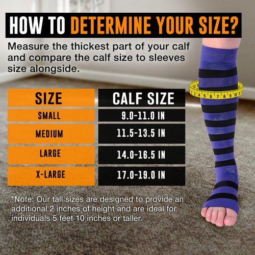 Doc Miller Open Toe Compression Socks for Women and Men 15-20mmHg, Shin Splints, Varicose Veins, Calf Injury Recovery, 1 Pair Purple & Black Small Toeless Compression Socks Women
