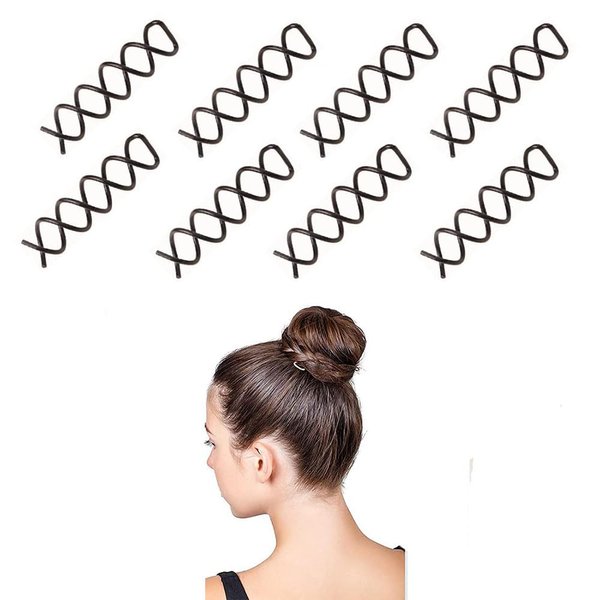 Spiral Hair Pin Spin Pins Non-Scratch Round Tips Spiral Hair Clip Spin Clip Bun Stick Pick for DIY Hair Style 50 Pack (Black)