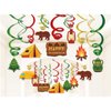 30CT Camping Hanging Swirl Party Decorations, Happy Camper Foil Swirls Camping Adventure Ceiling Streamers, Camping Theme Party Supplies Birthday Decoration for Kids Adults Baby Shower