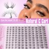 Geeneiya Clear Band Lash Clusters Kit with White Glue Natural Eyelash Clusters Kit 8-16MM Wispy Lash Extension Kit D Curl Individual Eyelash Extensions with Invisible Lash Bond and Seal for Beginners