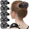 RC ROCHE ORNAMENT 6 Pcs Womens Hair Butterfly Cute Design Grip Side Slide Wide Teeth Strong Hold Durable Stylish Girls Fashion Accessory Premium Claw Clamp Jaw Clip, Medium Black