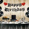 Ushinemi Pre-Strung Goth Birthday Decorations, NO DIY Gothic Happy Birthday Banner Glitter Funeral Birthday Party Supplies