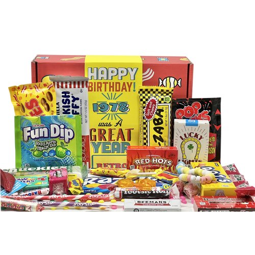 RETRO CANDY YUM ~ 1978 46th Birthday Gift Box Nostalgic Candy Assortment from Childhood for 46 Year Old Man or Woman Born 1978 Jr
