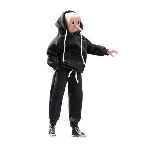 1/12 Scale Male Clothes,Men's Hoodie Pants Trousers Clothing for 6inch Male Action Figure Body Doll (Black Color)