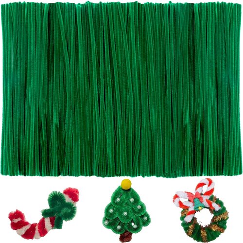 GAGANIU 200pcs Pipe Cleaners, Pipe Cleaners for crafts, Craft Supplies Chenille Stems for Art&Craft Christmas DIY projects(12inch*6mm,Green)