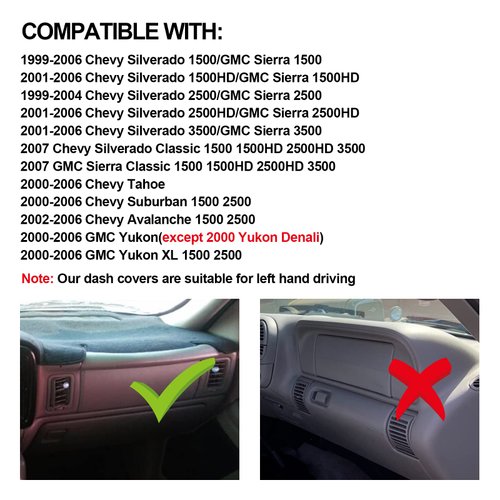 HanLanKa Dashboard Cover for Chevrolet Silverado 1500 2500 3500 1999-2006 Avalanche Chevy Tahoe Suburban GMC Sierra Yukon Dash Cover Mat(Premium Carpet, Beige)