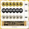 13th Birthday Decorations for Boys Girls Black and Gold Omg Ur a Teenager Banner Foil Confetti Balloons Happy 13th Birthday Backdrop Yard Sign for Kids 13 Years Old Anniversary Birthday Party Supplies