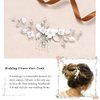 Unicra Bride Silver Wedding Hair Comb Flower Bridal Side Comb Sparkly Crystal Hair Piece Leaf Hair Accessorie for Women and Girls