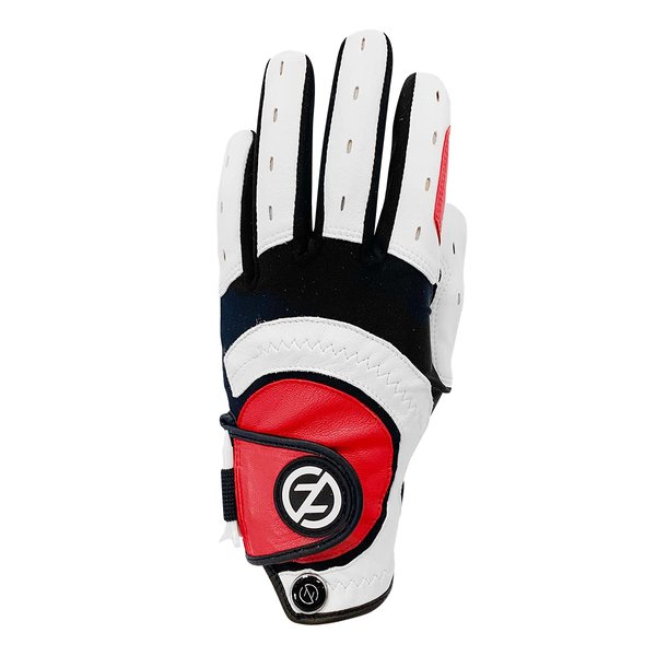 Zero Friction Men's Xtreme Cabretta Golf Glove, Universal Fit One Size, White/Red, LH