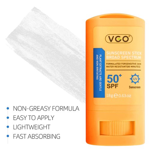 VGO Clear Sunscreen Stick Spf 50+ Provides Broad Spectrum UVA/UVB Protection with a Lightweight Formula - Ideal for Both Face & Body, Equipped with Hands-Free Application Convenience.