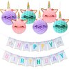Party Decoration, Happy Birthday Banner with Honeycomb Balls for Girls Birthday Party Supplies -Golden Glitter Design