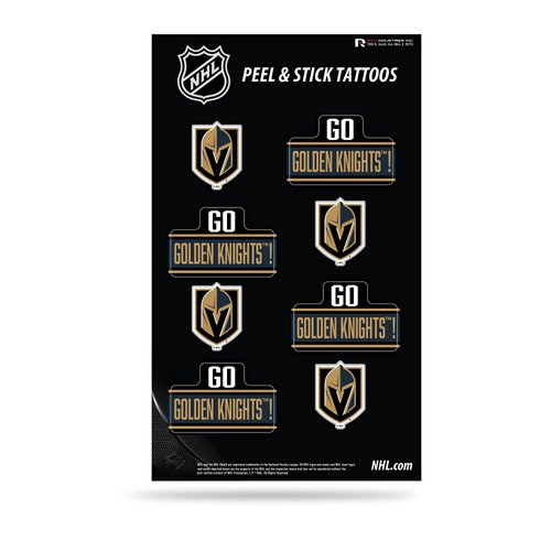 Rico Industries NHL Hockey Vegas Golden Knights Peel & Stick Temporary Tattoos - Eye Black - Game Day Approved!