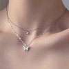 TseanYi Butterfly Choker Necklace Layered Butterfly Pendant Necklace Mini Butterfly Short Choker Duoblelayer Silver CZ Butterfly Pendant Necklace Chain