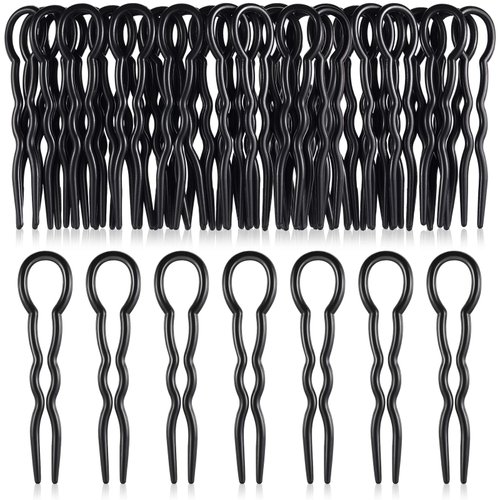24 Piece Plastic Hair Pins U Shaped Grip Pins Fast Spiral Clips Hair Grip for Women Bobby Pins Hairstyle Accessories(Black)