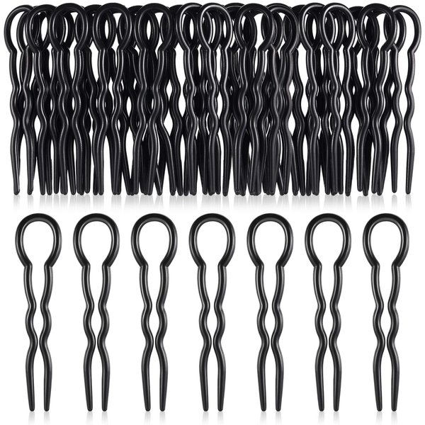 24 Piece Plastic Hair Pins U Shaped Grip Pins Fast Spiral Clips Hair Grip for Women Bobby Pins Hairstyle Accessories(Black)
